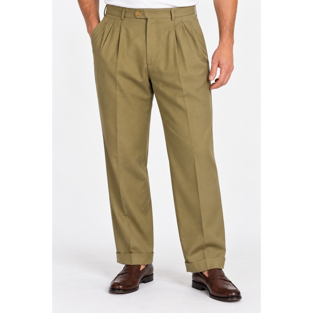 Vintage Bachrach Mens 100% Virgin Wool Pleated Cuffed Pants Made in Italy 35x30
